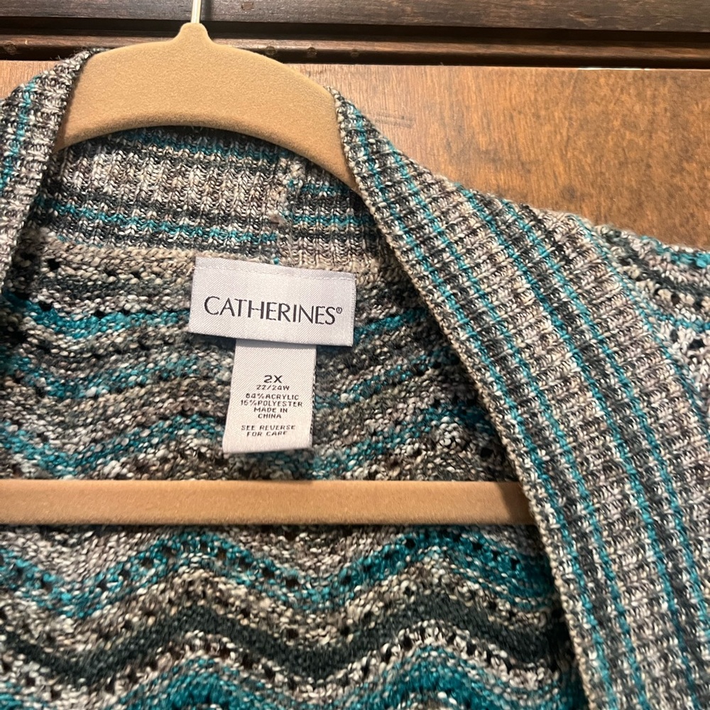 Catherines Women's Cardigan in Teal and Gray